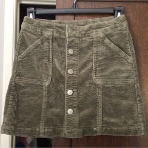Olive Green Corduroy Mini Skirt